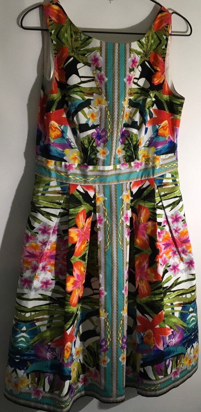 Maggy London Women's Size 10 Tropical Floral Fit & Flare Fully Lined Dress